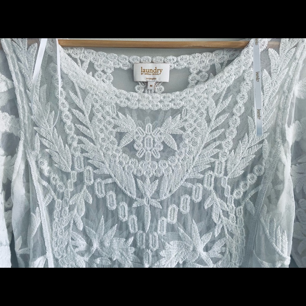 Laundry by Shelli Segal White Lace Top M - Picture 3 of 5